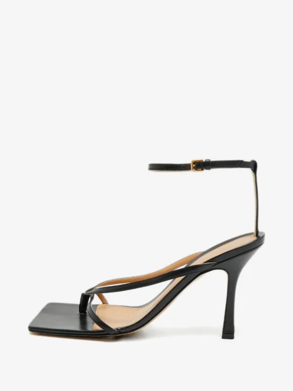 Bottega Veneta Black Strappy High-Heel Sandals with Ankle Strap